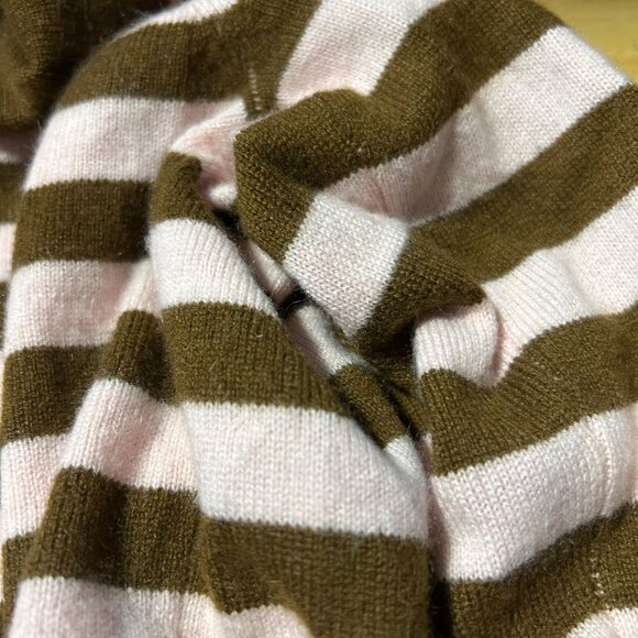 Womens Iris Singer Pink Brown Striped Pure Cashmere Turtleneck Sweater S - Picture 9 of 9